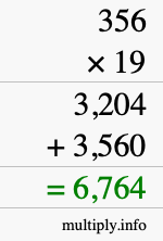 How to calculate 356 times 19 using long multiplication