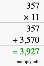 How to calculate 357 times 11 using long multiplication