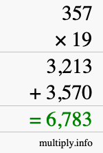 How to calculate 357 times 19 using long multiplication