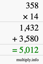 How to calculate 358 times 14 using long multiplication How to calculate 358 times 14 using long multiplication