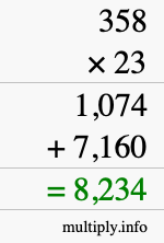 How to calculate 358 times 23 using long multiplication How to calculate 358 times 23 using long multiplication