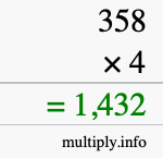 How to calculate 358 times 4 using long multiplication How to calculate 358 times 4 using long multiplication