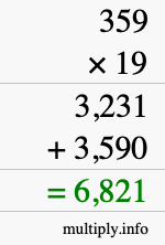 How to calculate 359 times 19 using long multiplication