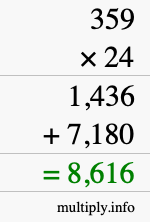 How to calculate 359 times 24 using long multiplication How to calculate 359 times 24 using long multiplication