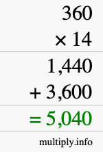 How to calculate 360 times 14 using long multiplication How to calculate 360 times 14 using long multiplication