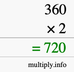 How to calculate 360 times 2 using long multiplication
