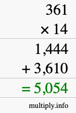 How to calculate 361 times 14 using long multiplication How to calculate 361 times 14 using long multiplication