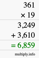 How to calculate 361 times 19 using long multiplication How to calculate 361 times 19 using long multiplication