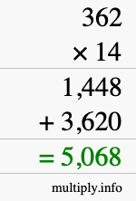 How to calculate 362 times 14 using long multiplication How to calculate 362 times 14 using long multiplication