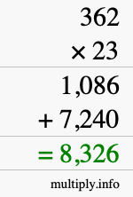 How to calculate 362 times 23 using long multiplication How to calculate 362 times 23 using long multiplication