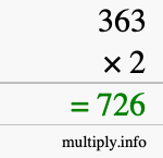 How to calculate 363 times 2 using long multiplication How to calculate 363 times 2 using long multiplication
