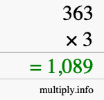 How to calculate 363 times 3 using long multiplication How to calculate 363 times 3 using long multiplication
