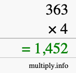 How to calculate 363 times 4 using long multiplication How to calculate 363 times 4 using long multiplication
