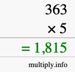 How to calculate 363 times 5 using long multiplication How to calculate 363 times 5 using long multiplication