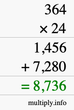 How to calculate 364 times 24 using long multiplication How to calculate 364 times 24 using long multiplication