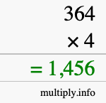 How to calculate 364 times 4 using long multiplication How to calculate 364 times 4 using long multiplication