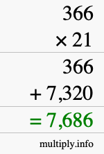How to calculate 366 times 21 using long multiplication How to calculate 366 times 21 using long multiplication