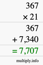How to calculate 367 times 21 using long multiplication How to calculate 367 times 21 using long multiplication