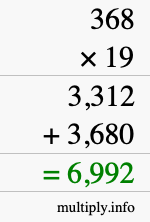How to calculate 368 times 19 using long multiplication How to calculate 368 times 19 using long multiplication