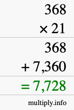 How to calculate 368 times 21 using long multiplication How to calculate 368 times 21 using long multiplication