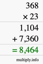 How to calculate 368 times 23 using long multiplication