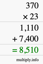 How to calculate 370 times 23 using long multiplication
