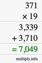 How to calculate 371 times 19 using long multiplication