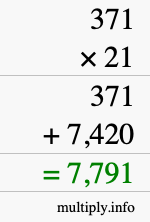How to calculate 371 times 21 using long multiplication How to calculate 371 times 21 using long multiplication