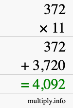 How to calculate 372 times 11 using long multiplication How to calculate 372 times 11 using long multiplication