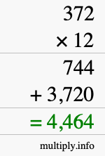 How to calculate 372 times 12 using long multiplication How to calculate 372 times 12 using long multiplication