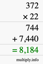 How to calculate 372 times 22 using long multiplication How to calculate 372 times 22 using long multiplication