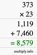 How to calculate 373 times 23 using long multiplication