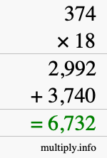 How to calculate 374 times 18 using long multiplication How to calculate 374 times 18 using long multiplication