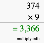 How to calculate 374 times 9 using long multiplication How to calculate 374 times 9 using long multiplication