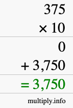 How to calculate 375 times 10 using long multiplication