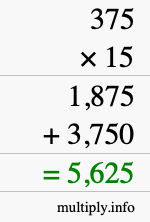 How to calculate 375 times 15 using long multiplication