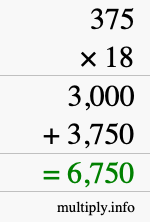 How to calculate 375 times 18 using long multiplication How to calculate 375 times 18 using long multiplication