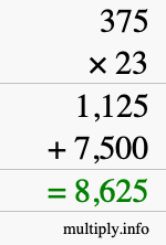 How to calculate 375 times 23 using long multiplication