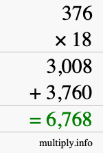 How to calculate 376 times 18 using long multiplication How to calculate 376 times 18 using long multiplication