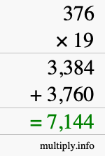 How to calculate 376 times 19 using long multiplication How to calculate 376 times 19 using long multiplication
