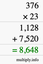 How to calculate 376 times 23 using long multiplication