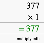 How to calculate 377 times 1 using long multiplication
