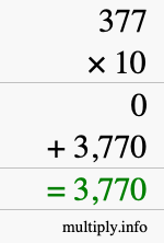 How to calculate 377 times 10 using long multiplication