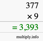 How to calculate 377 times 9 using long multiplication