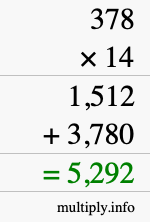 How to calculate 378 times 14 using long multiplication