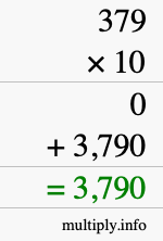 How to calculate 379 times 10 using long multiplication