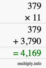 How to calculate 379 times 11 using long multiplication How to calculate 379 times 11 using long multiplication