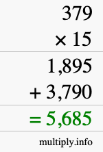How to calculate 379 times 15 using long multiplication