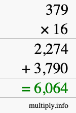 How to calculate 379 times 16 using long multiplication