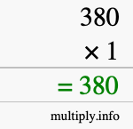 How to calculate 380 times 1 using long multiplication